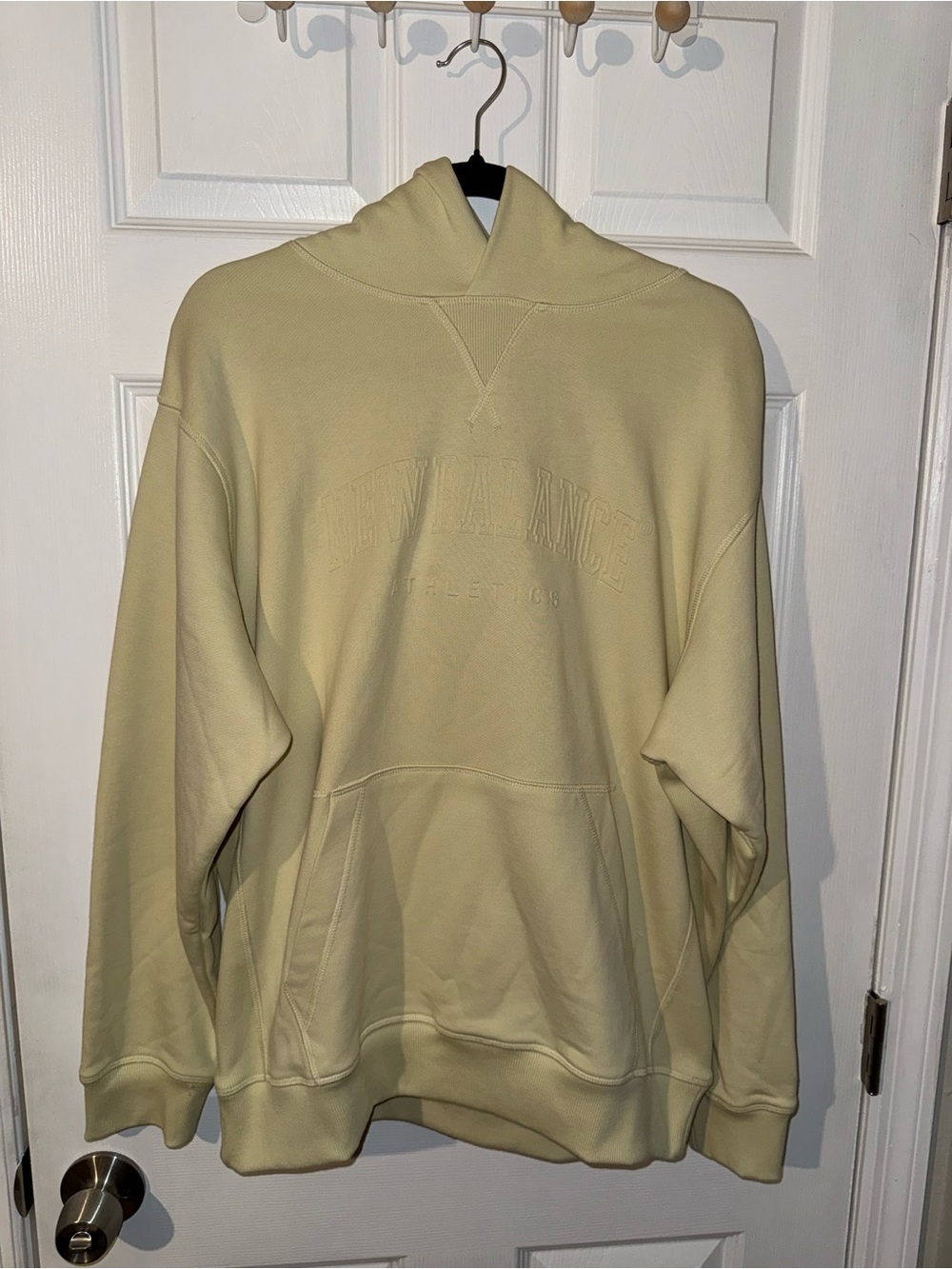 New Balance Men's Oversized Embossed Hoodie Pale Yellow NWT Size Medium
